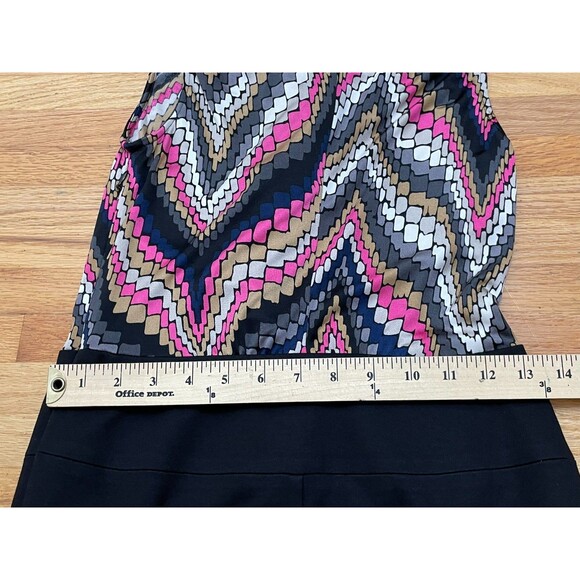 Trina Turk Women's 2 Black Dress Silk Mini Ruffled Chevron Cocktail Romantic - Picture 6 of 9